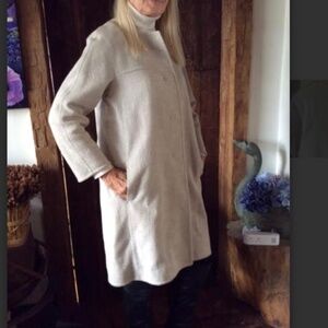 Max Mara  grey fly front  lightweight knee length snap button spring overcoat  M